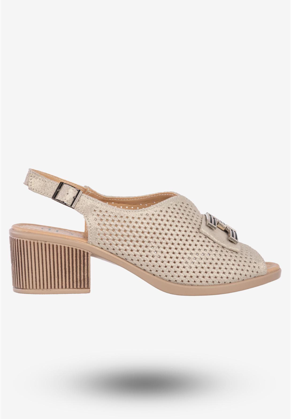 Sandały Damskie Skórzane Buty Na Obcasie Filippo Złote DS6033/24