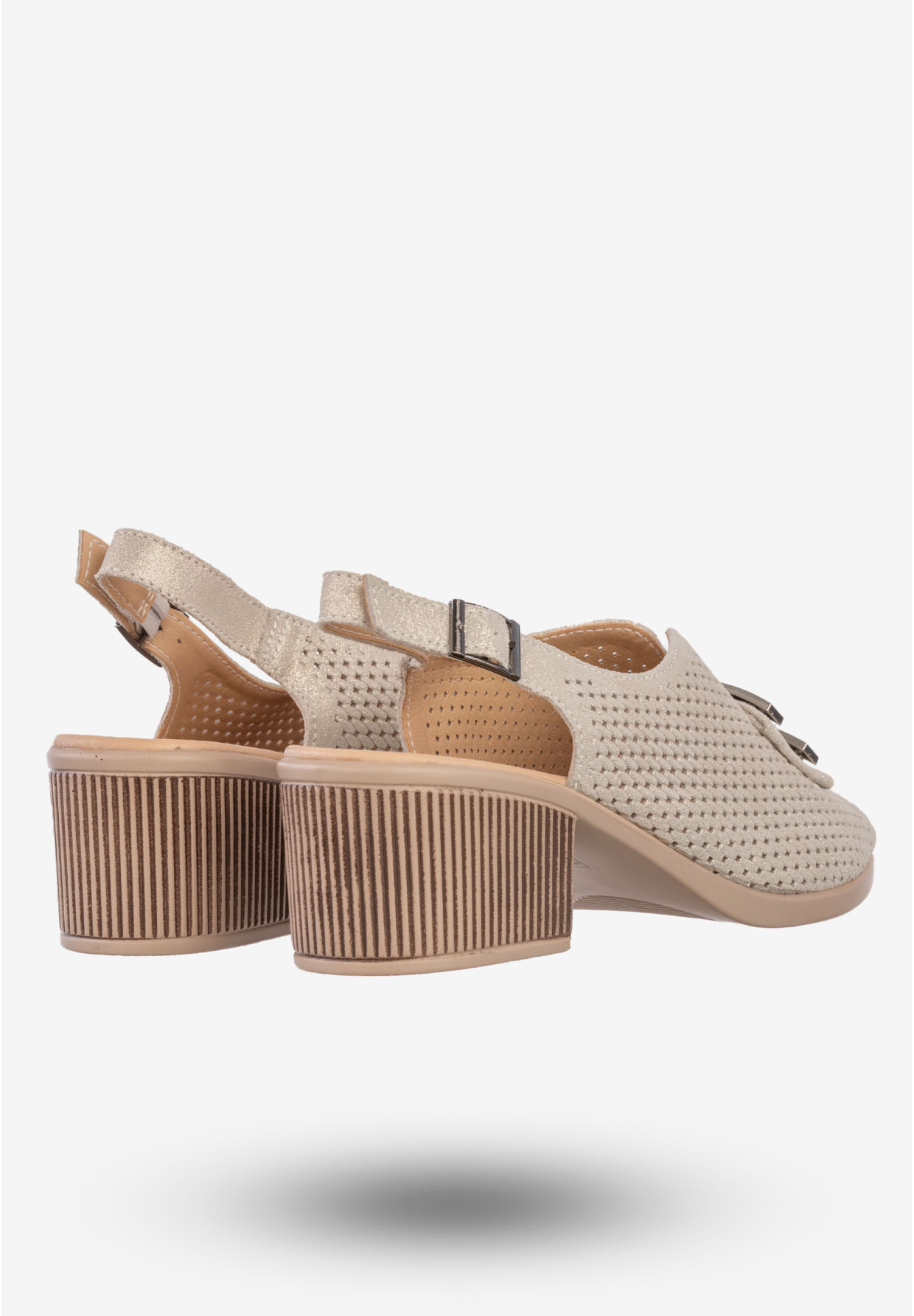 Sandały Damskie Skórzane Buty Na Obcasie Filippo Złote DS6033/24
