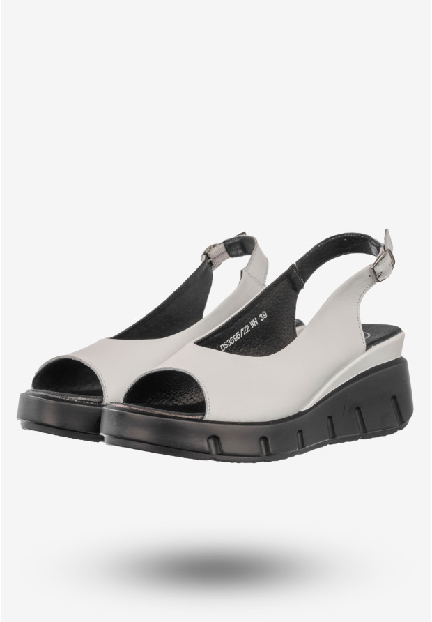 Sandały Damskie Skórzane Buty Na Platformie Filippo Białe DS3595/22