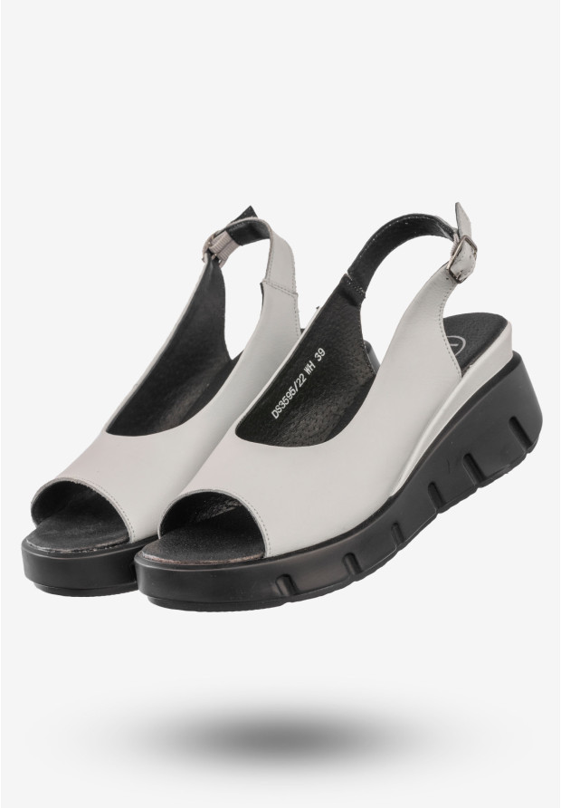 Sandały Damskie Skórzane Buty Na Platformie Filippo Białe DS3595/22