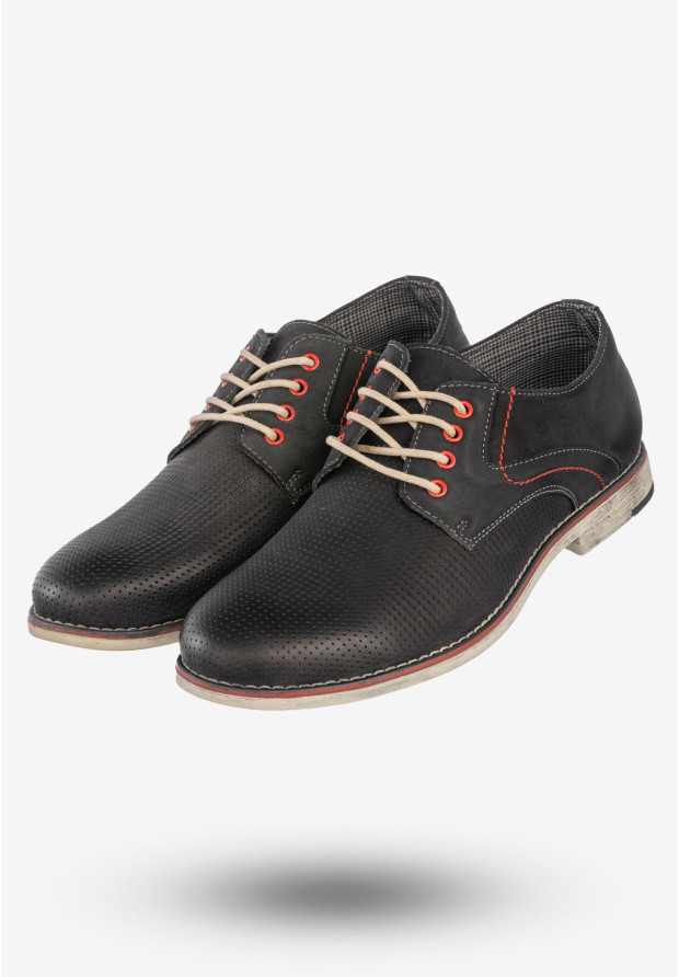 Półbuty Wizytowe Męskie Skórzane Buty Eleganckie Mr.Meexx Czarne 68W4MN2601