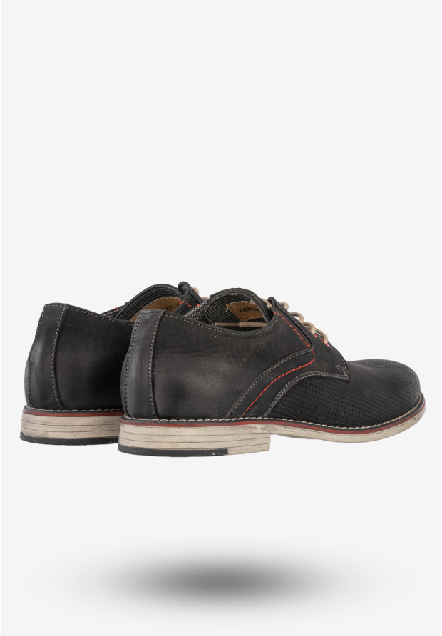 Półbuty Wizytowe Męskie Skórzane Buty Eleganckie Mr.Meexx Czarne 68W4MN2601