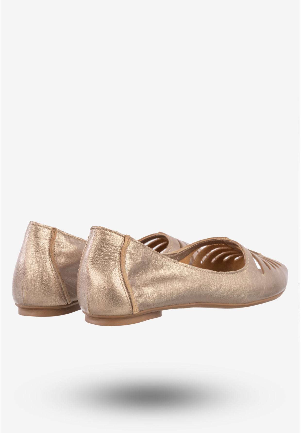 Baleriny Damskie Skórzane Buty Eleganckie Półbuty Maciejka Złote