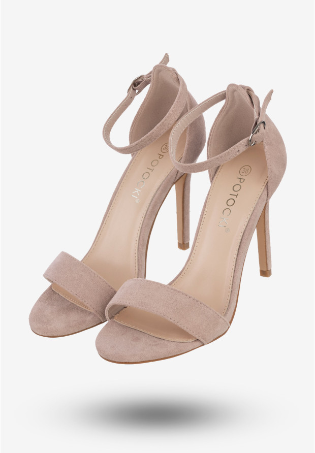 Sandały Damskie Na Obcasie Buty Eleganckie Potocki Pudrowy Róż 23-20017GR