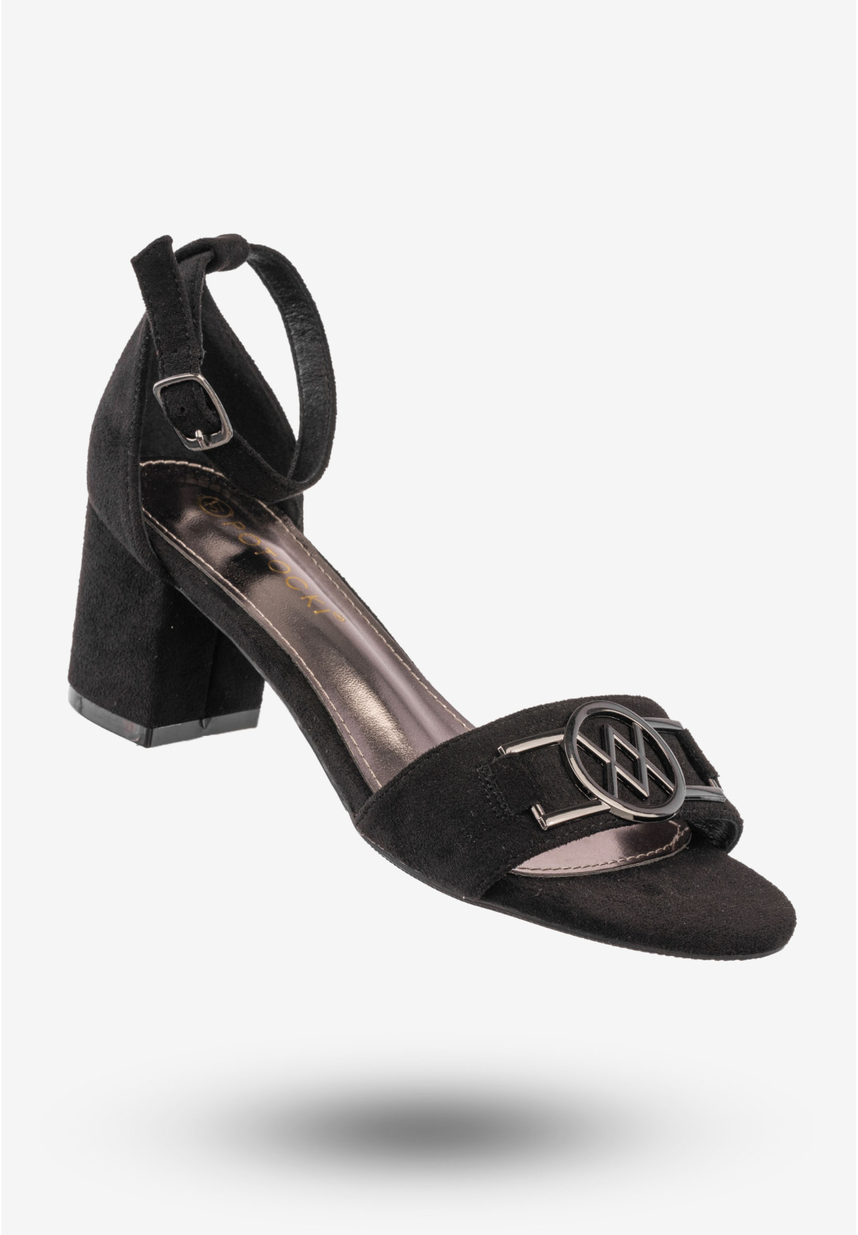 Sandały Damskie Na Klocku Buty Eleganckie Potocki Czarne 23-20008BK