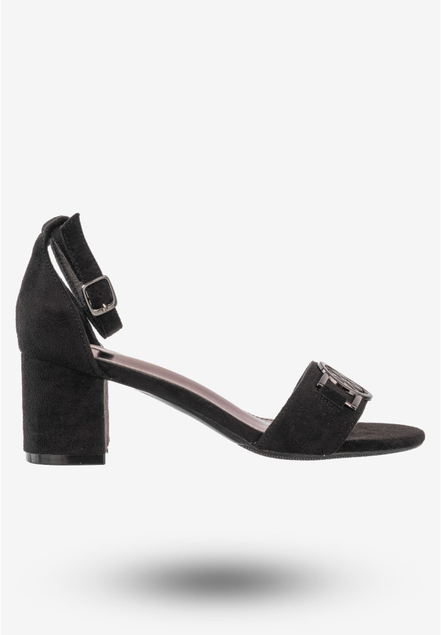 Sandały Damskie Na Klocku Buty Eleganckie Potocki Czarne 23-20008BK