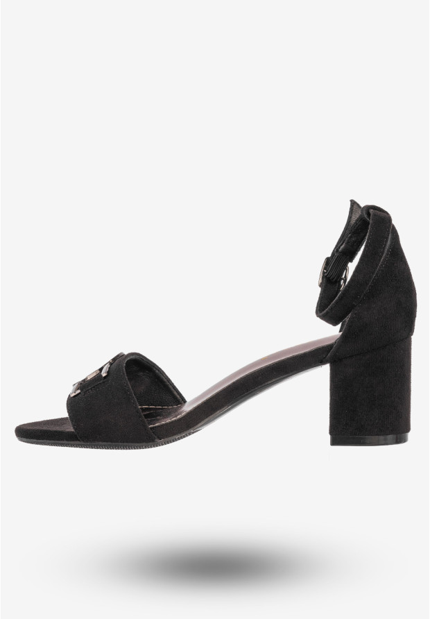 Sandały Damskie Na Klocku Buty Eleganckie Potocki Czarne 23-20008BK