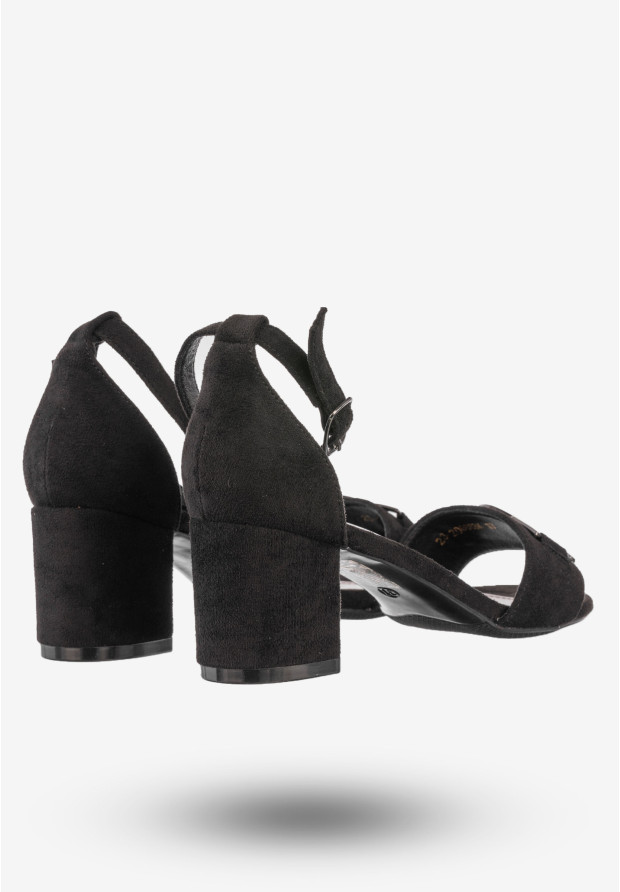 Sandały Damskie Na Klocku Buty Eleganckie Potocki Czarne 23-20008BK