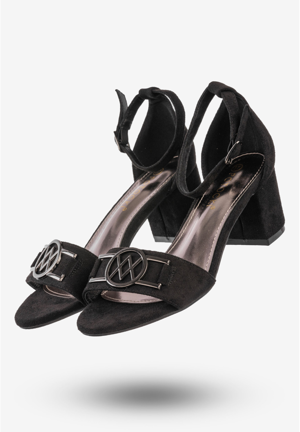 Sandały Damskie Na Klocku Buty Eleganckie Potocki Czarne 23-20008BK