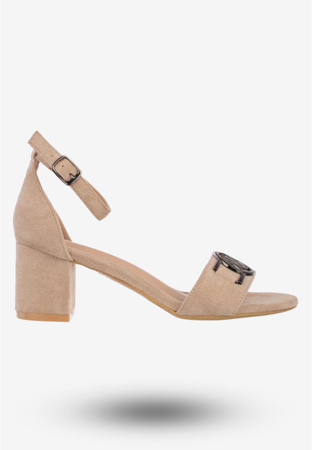 Sandały Damskie Na Klocku Buty Eleganckie Potocki Beżowe 23-20008BG