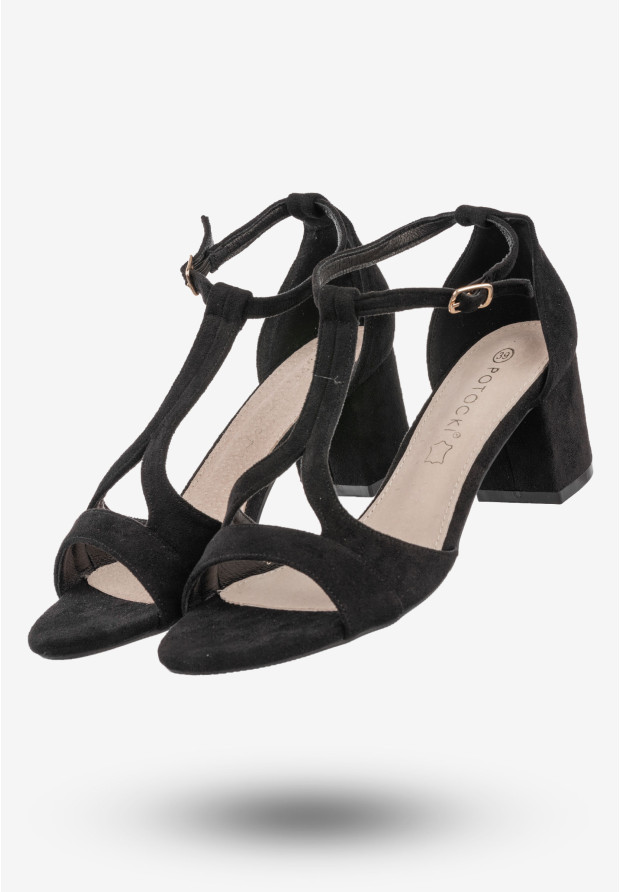 Sandały Damskie Buty Na Obcasie Eleganckie Potocki Czarne 24-20311BK