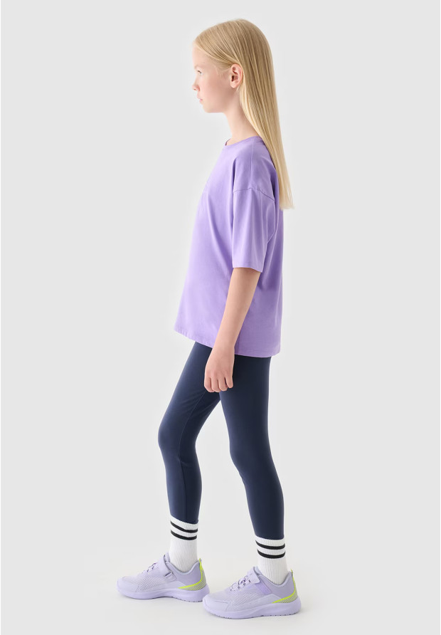 Legginsy Dziewczęce Spodnie 4F Dzianinowe Granatowe 4FJRAW24TTIGF239