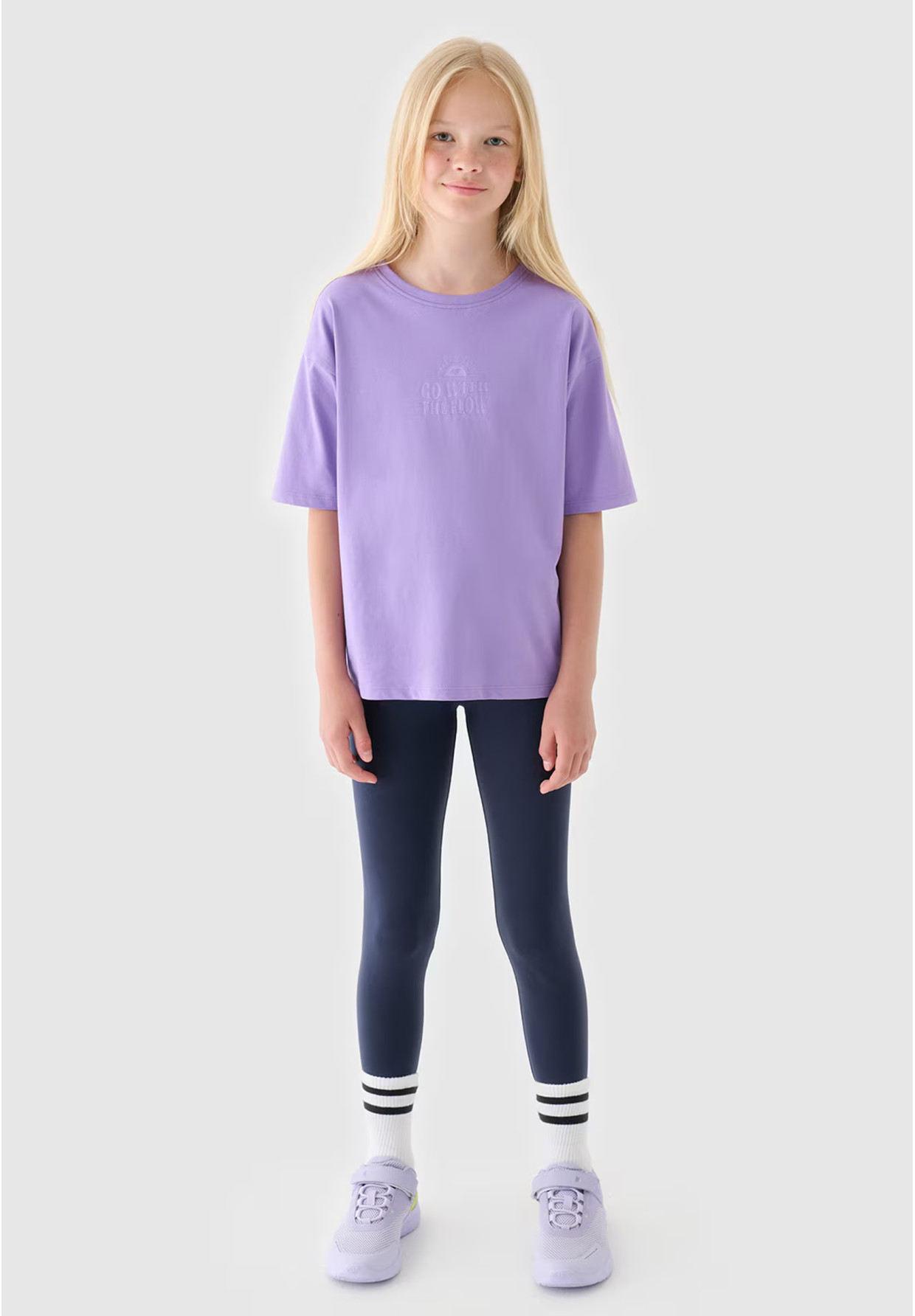 Legginsy Dziewczęce Spodnie 4F Dzianinowe Granatowe 4FJRAW24TTIGF239