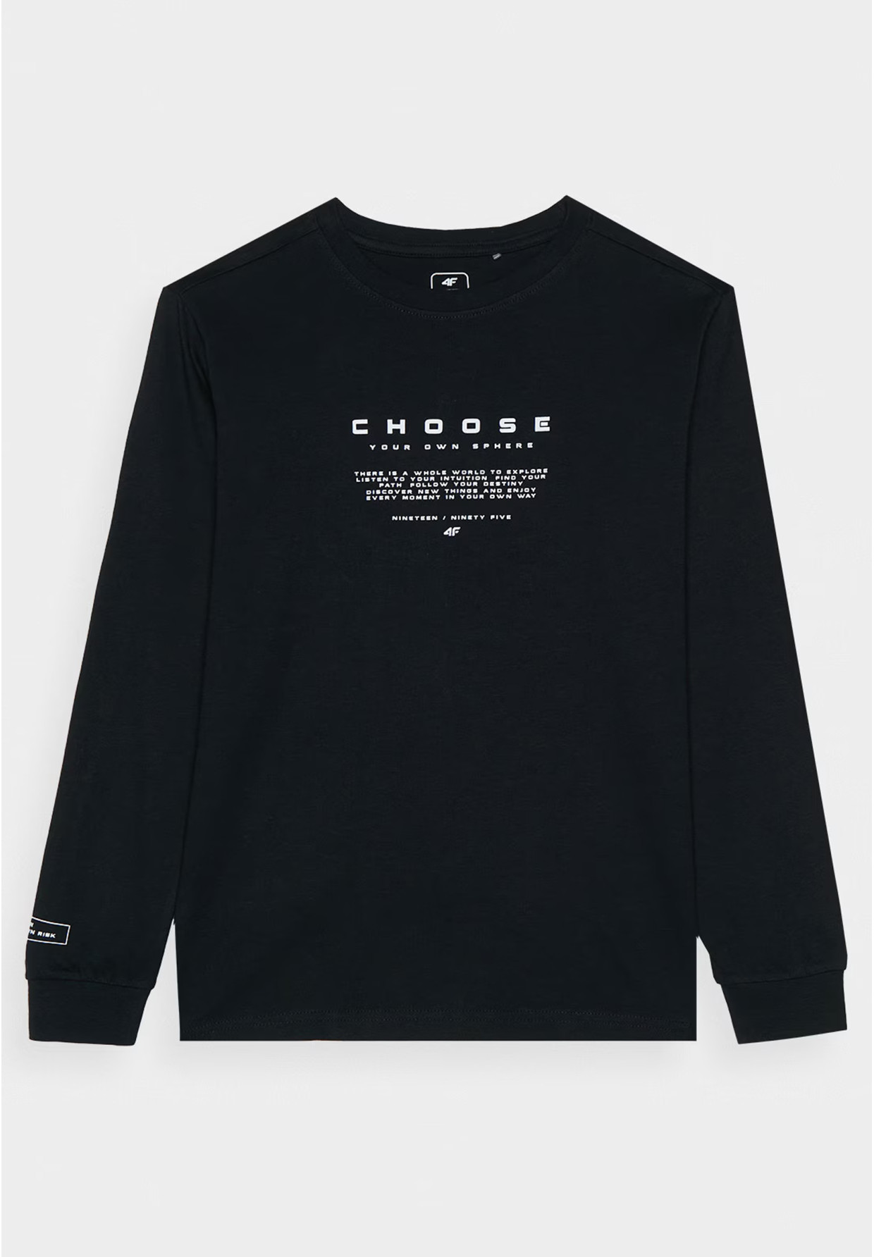 Longsleeve Chłopięcy 4F Regular Z Nadrukiem Czarny 4FJWAW24TLONM294