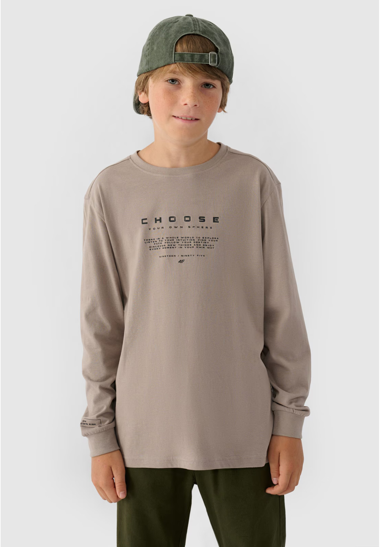 Longsleeve Chłopięcy 4F Regular Z Nadrukiem Szary 4FJWAW24TLONM294