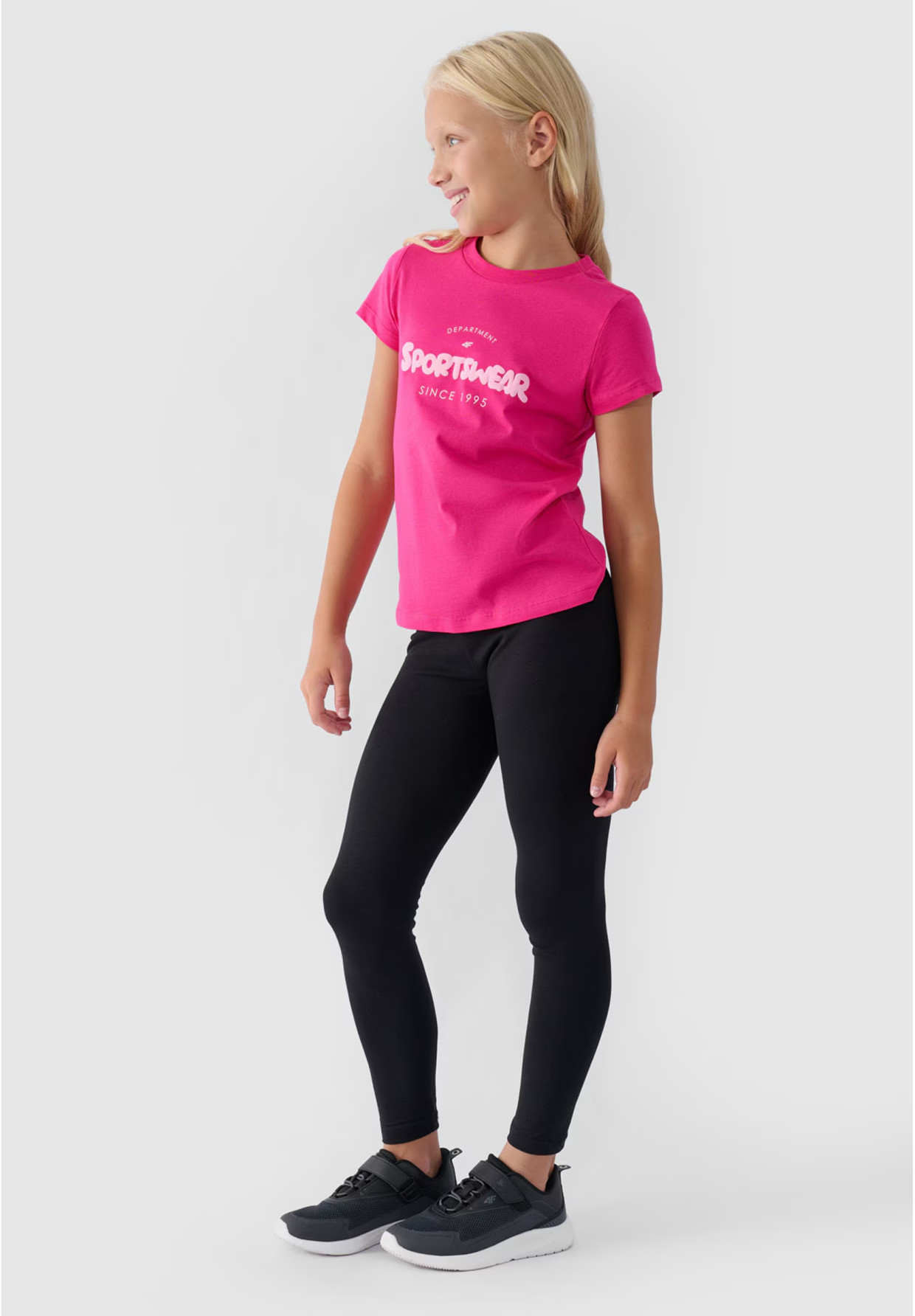 Legginsy Dziewczęce Spodnie 4F Dzianinowe Czarne 4FJRAW24TTIGF239