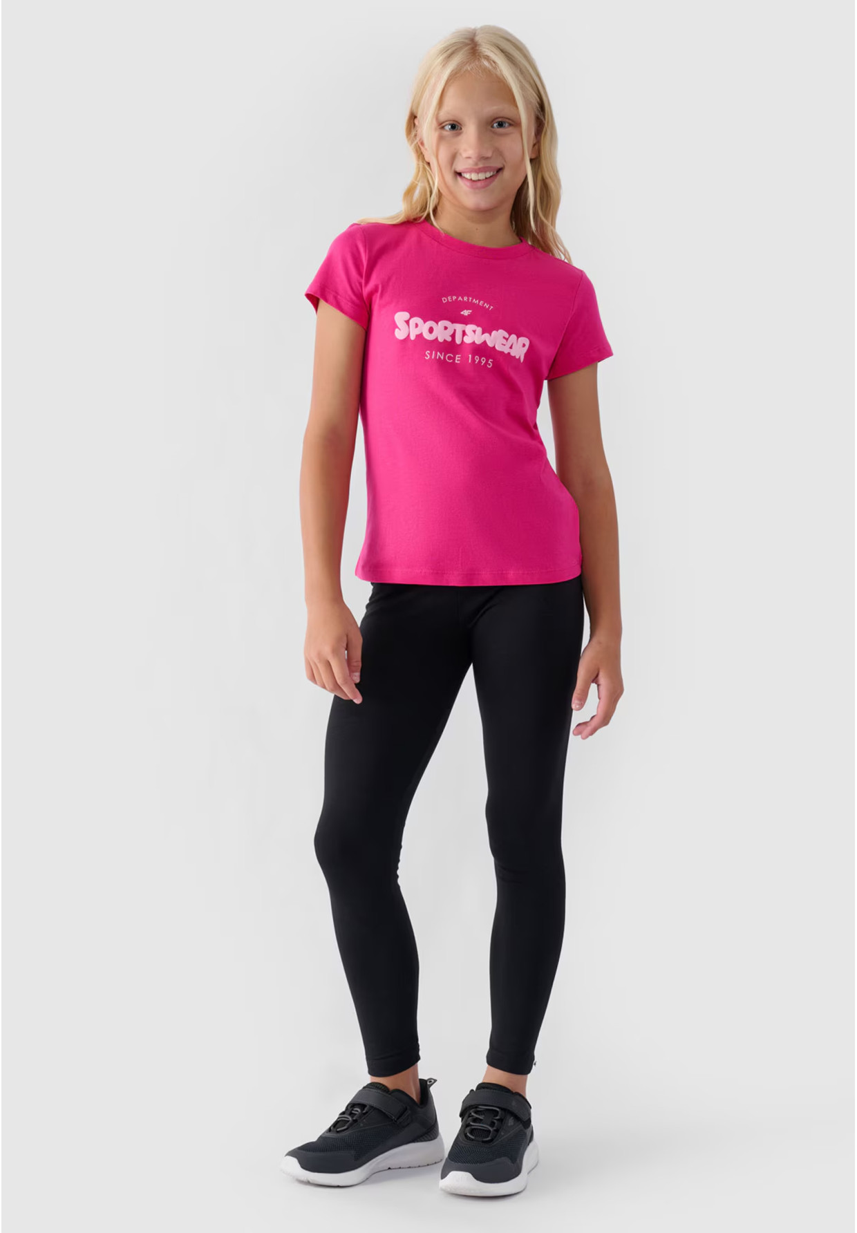Legginsy Dziewczęce Spodnie 4F Dzianinowe Czarne 4FJRAW24TTIGF239