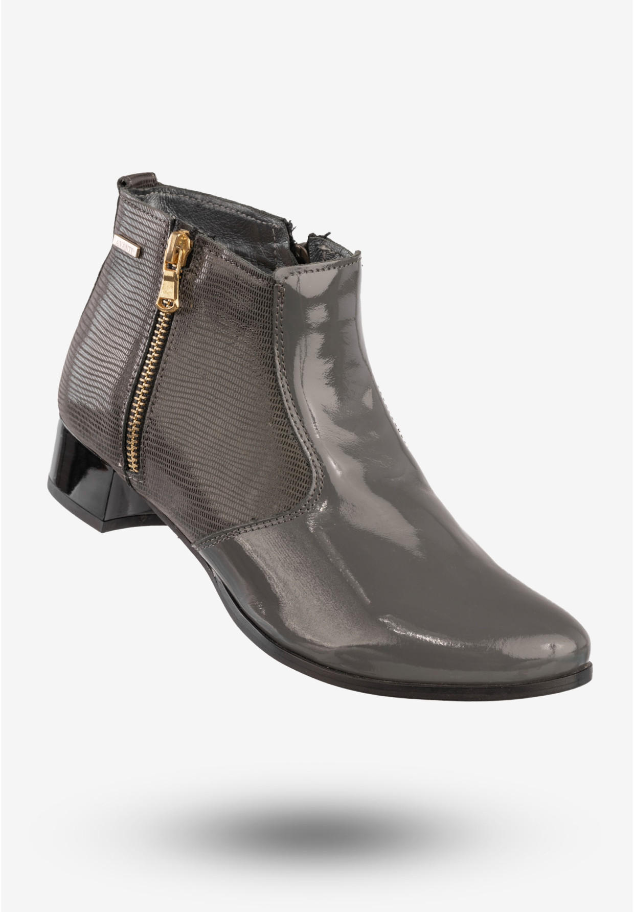 Botki Damskie Skórzane Buty Na Obcasie Darex Szare 195L