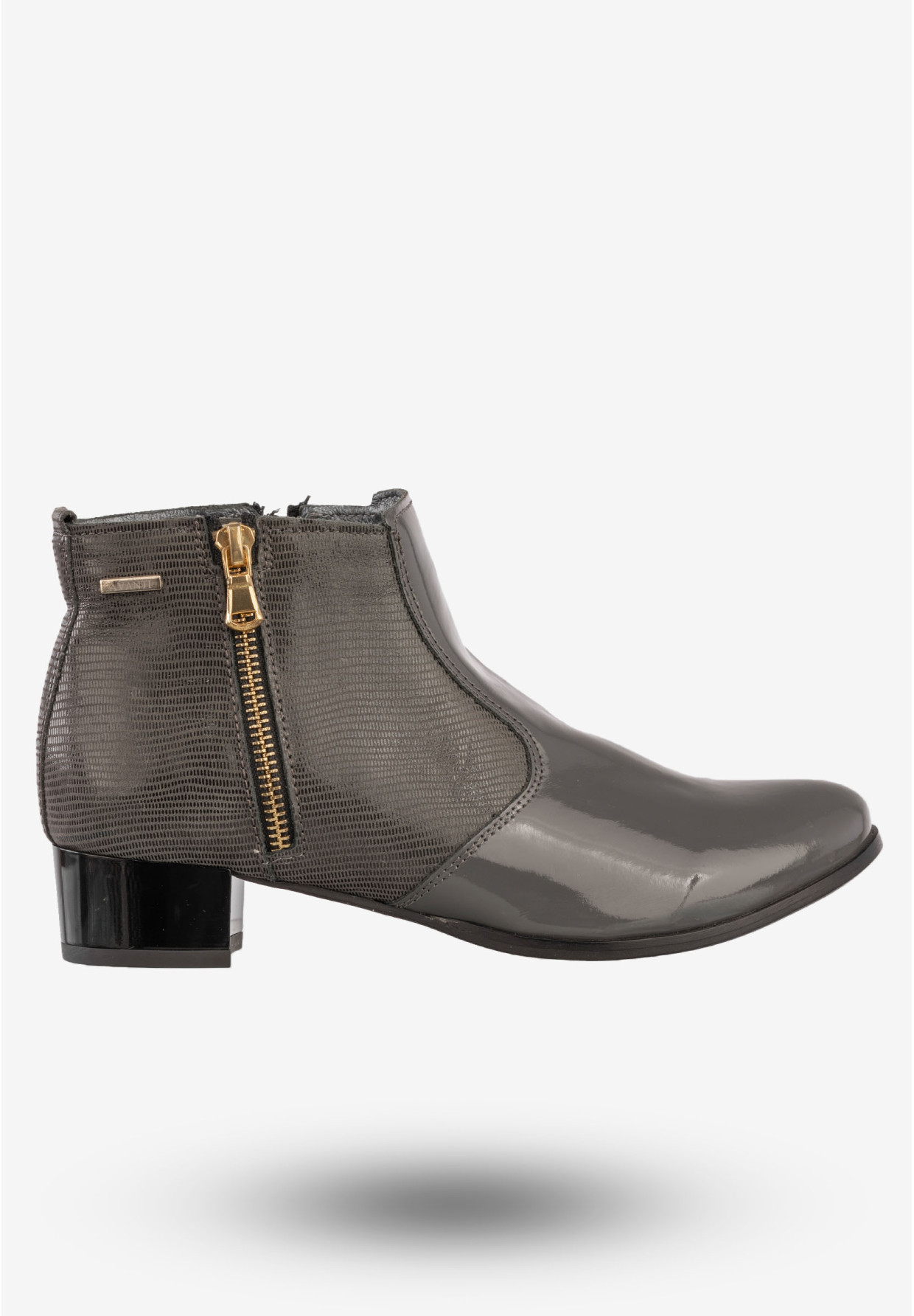 Botki Damskie Skórzane Buty Na Obcasie Darex Szare 195L