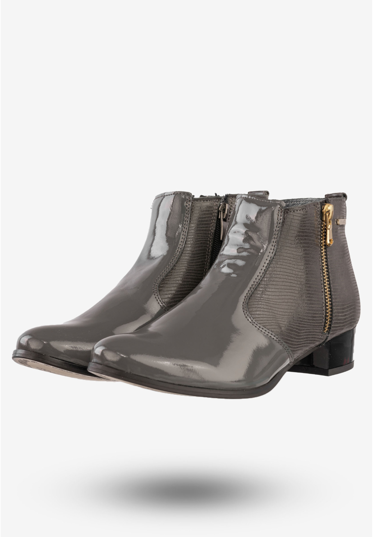 Botki Damskie Skórzane Buty Na Obcasie Darex Szare 195L