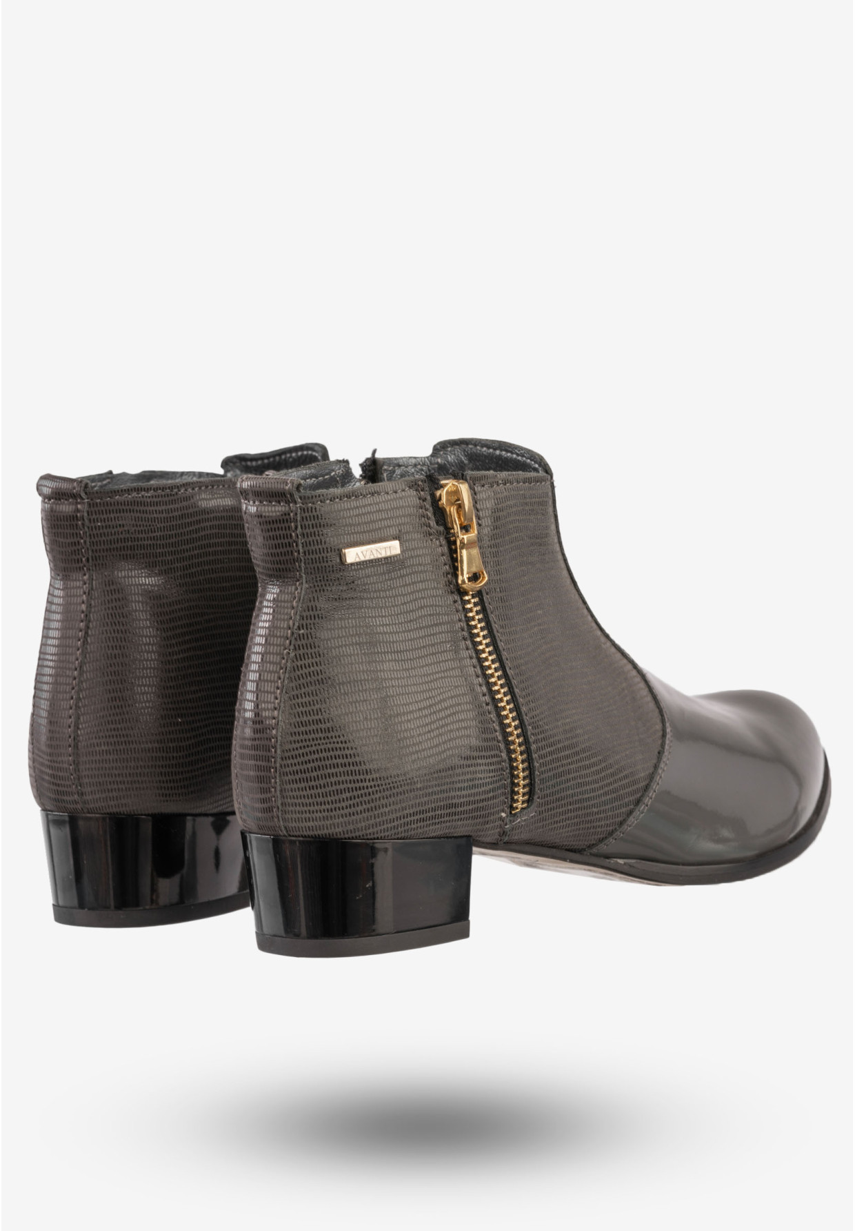 Botki Damskie Skórzane Buty Na Obcasie Darex Szare 195L