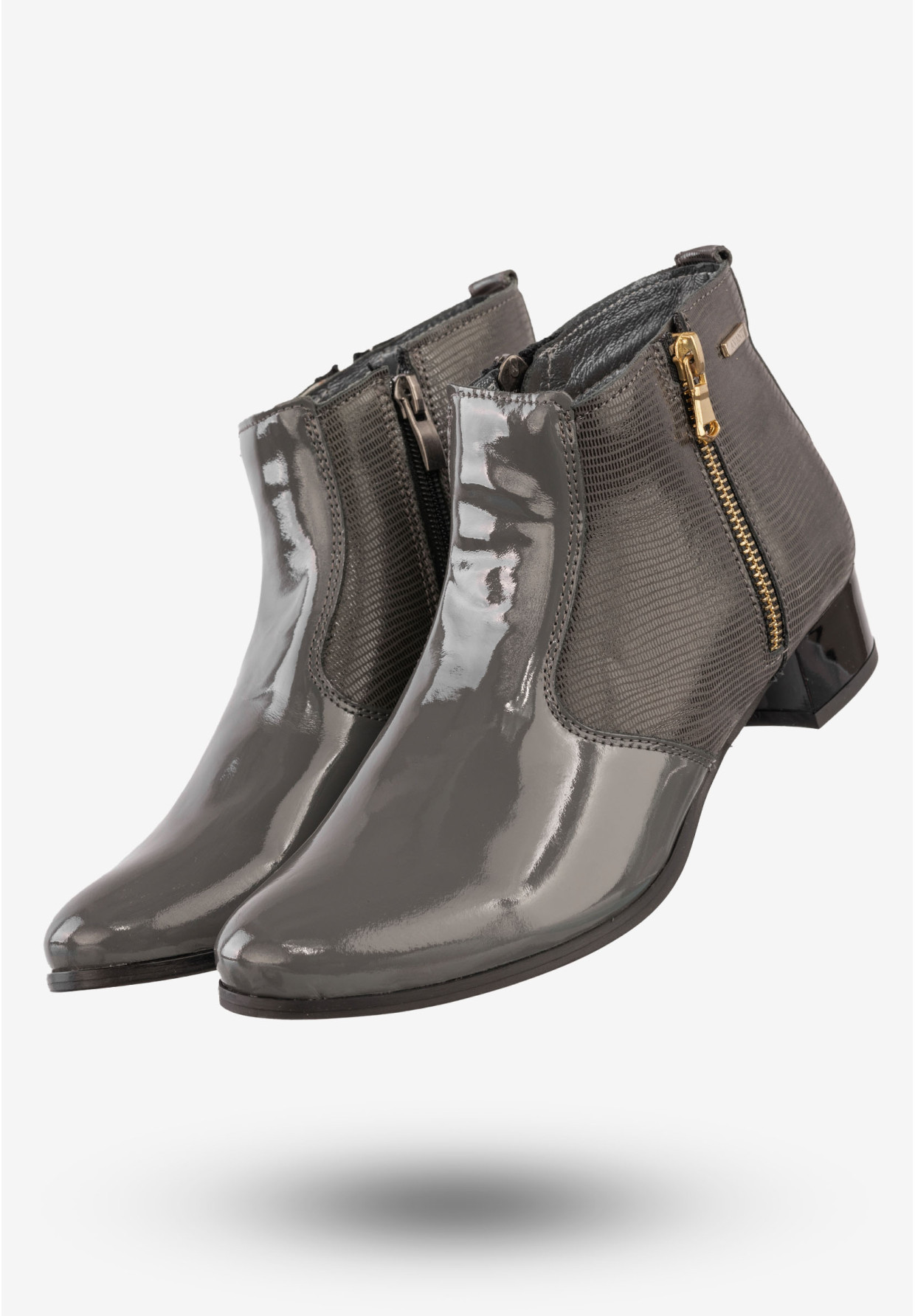 Botki Damskie Skórzane Buty Na Obcasie Darex Szare 195L