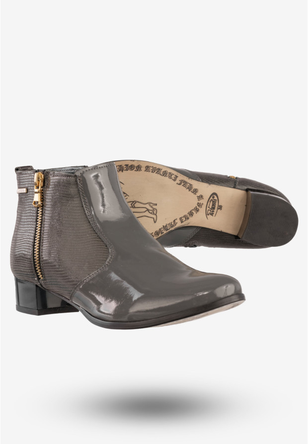 Botki Damskie Skórzane Buty Na Obcasie Darex Szare 195L