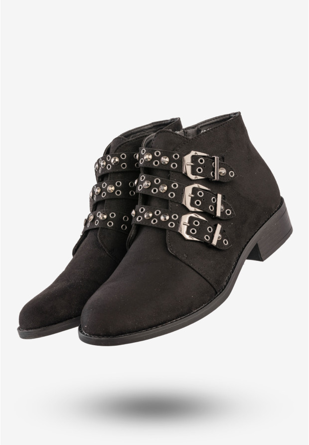 Botki Damskie Buty Na Płaskim Obcasie Goodin Czarne GD-DM-62