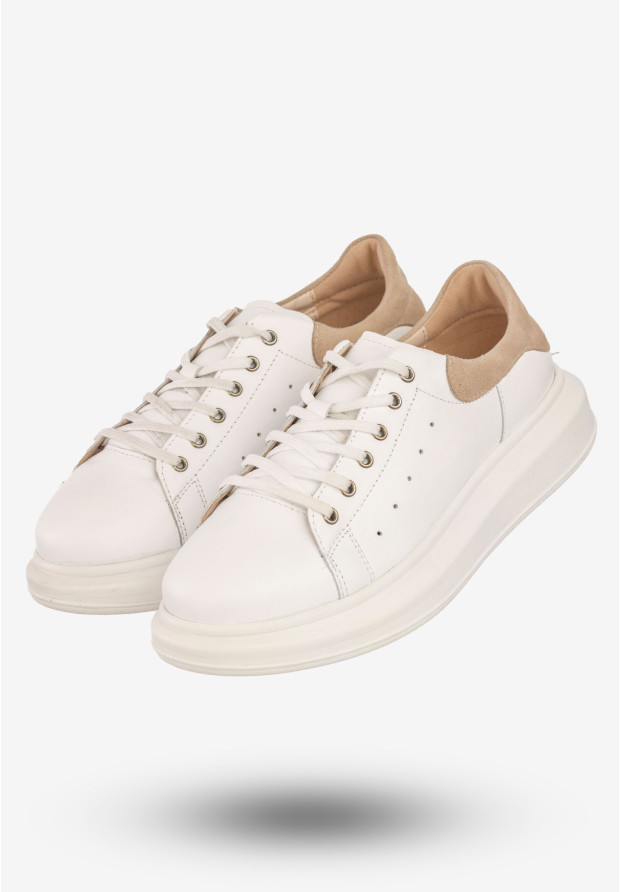 Sneakersy Damskie Skórzane Buty Sportowe Eleganckie Ulmani Białe 18541