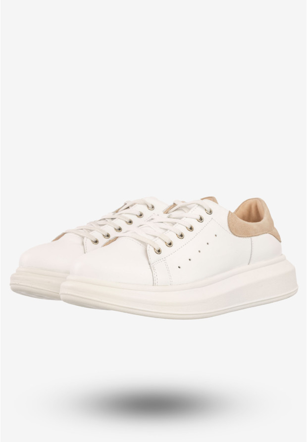 Sneakersy Damskie Skórzane Buty Sportowe Eleganckie Ulmani Białe 18541