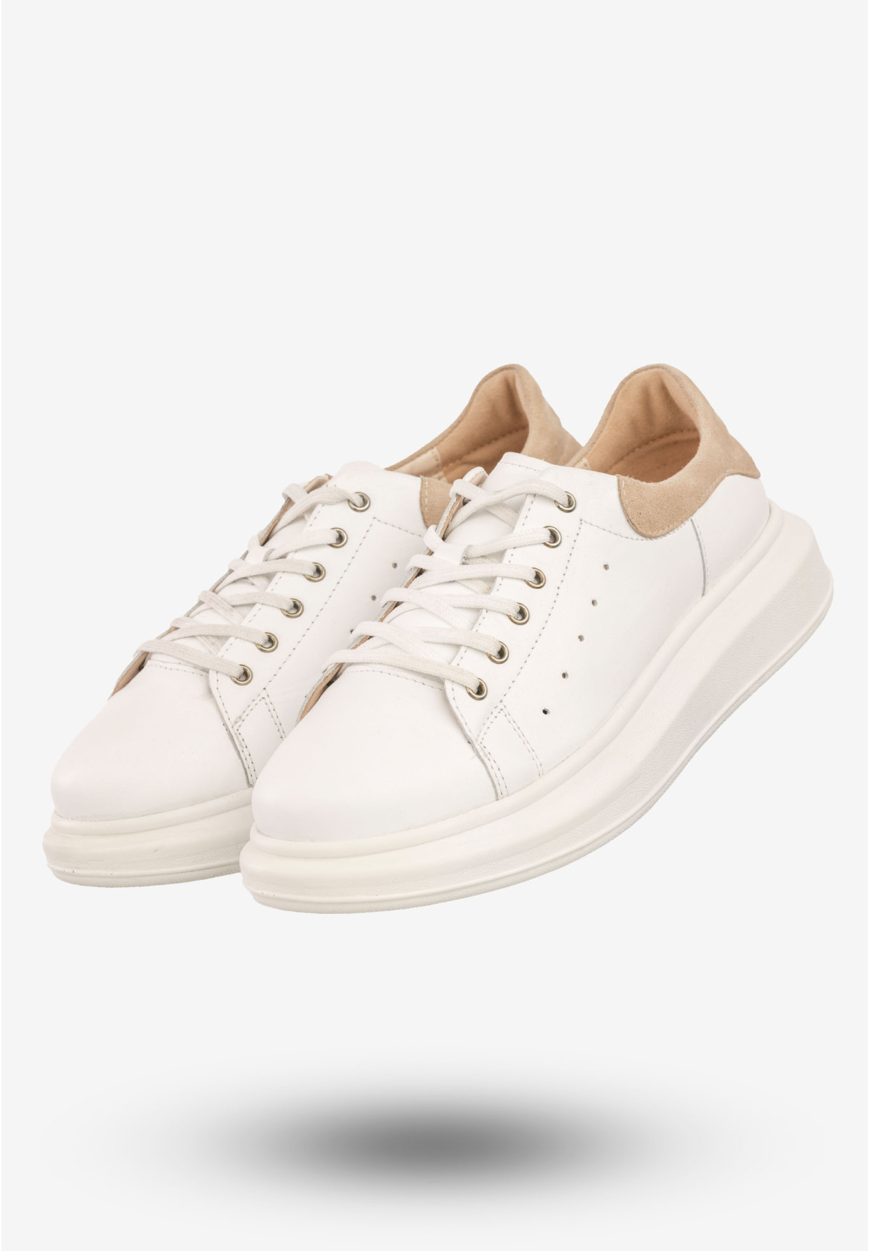 Sneakersy Damskie Skórzane Buty Sportowe Eleganckie Ulmani Białe 18541
