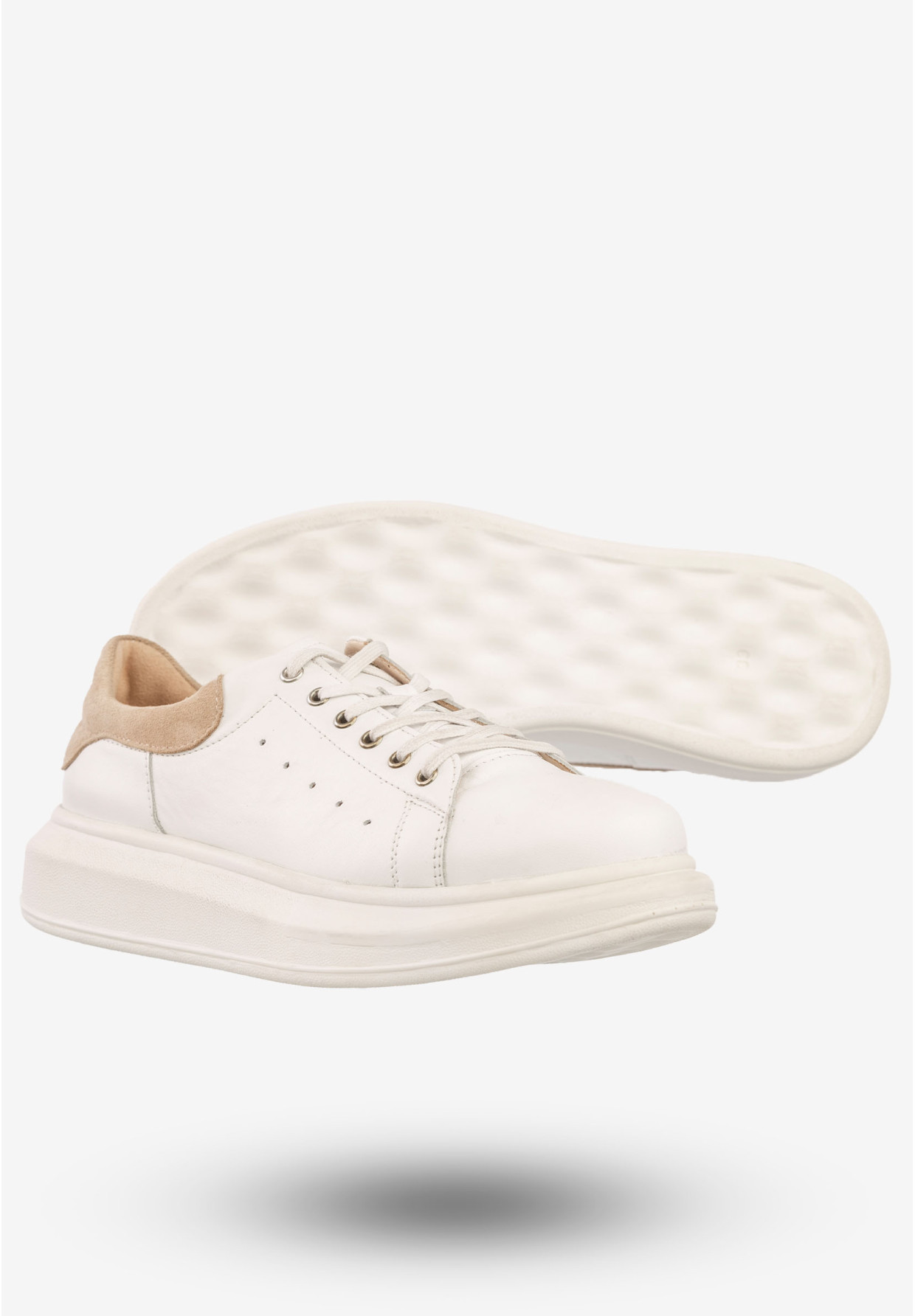 Sneakersy Damskie Skórzane Buty Sportowe Eleganckie Ulmani Białe 18541