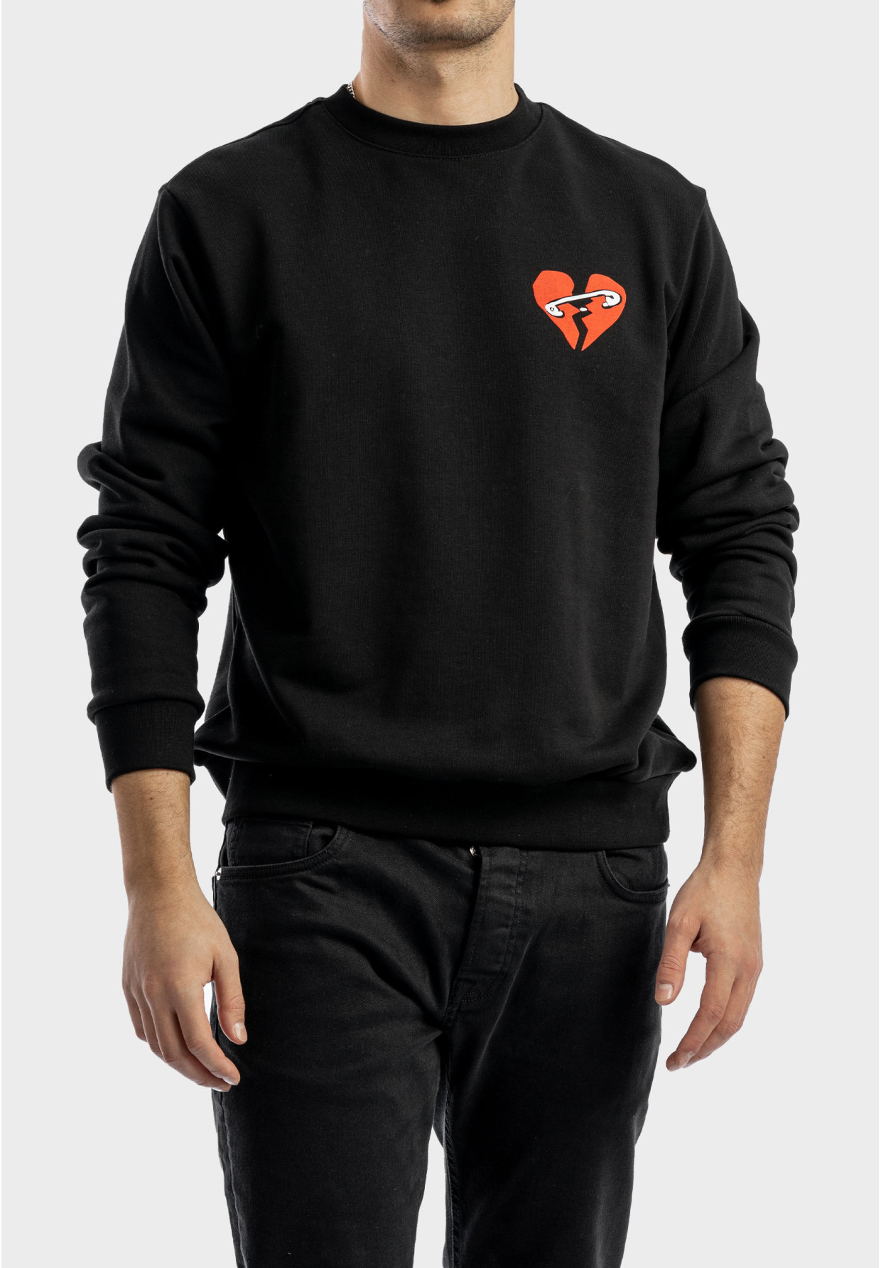 Bluza Męska Oversize Czarna Bawełniana z nadrukiem Saint