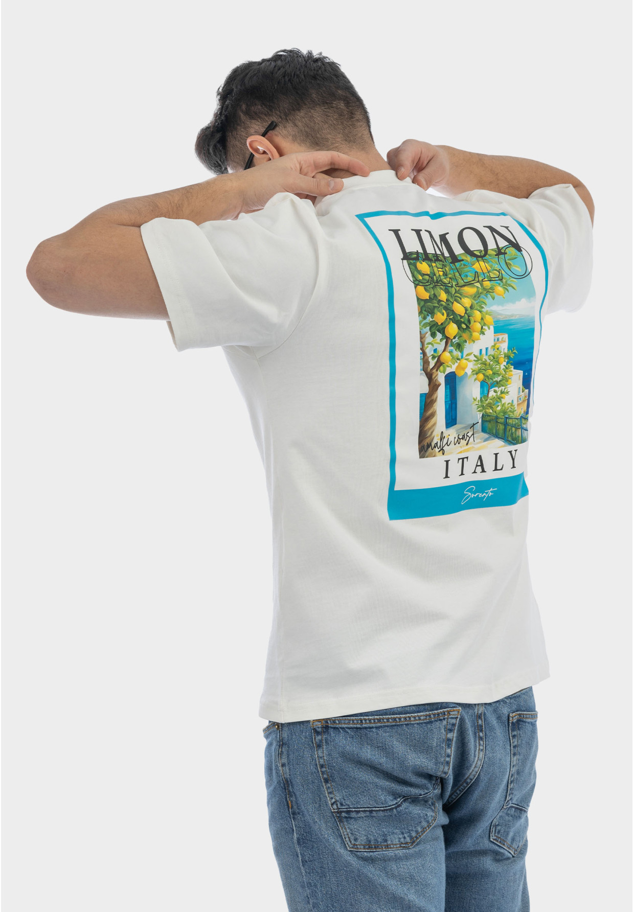 Koszulka Męska Oversize T-Shirt Ecru z nadrukiem Limoncello