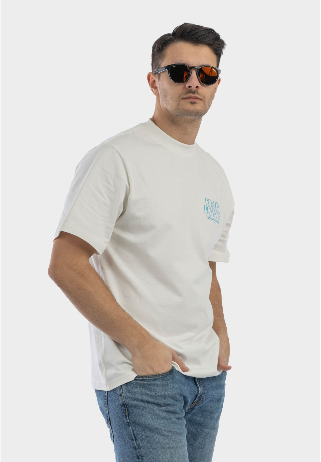 Koszulka Męska Oversize T-Shirt Ecru z nadrukiem Limoncello