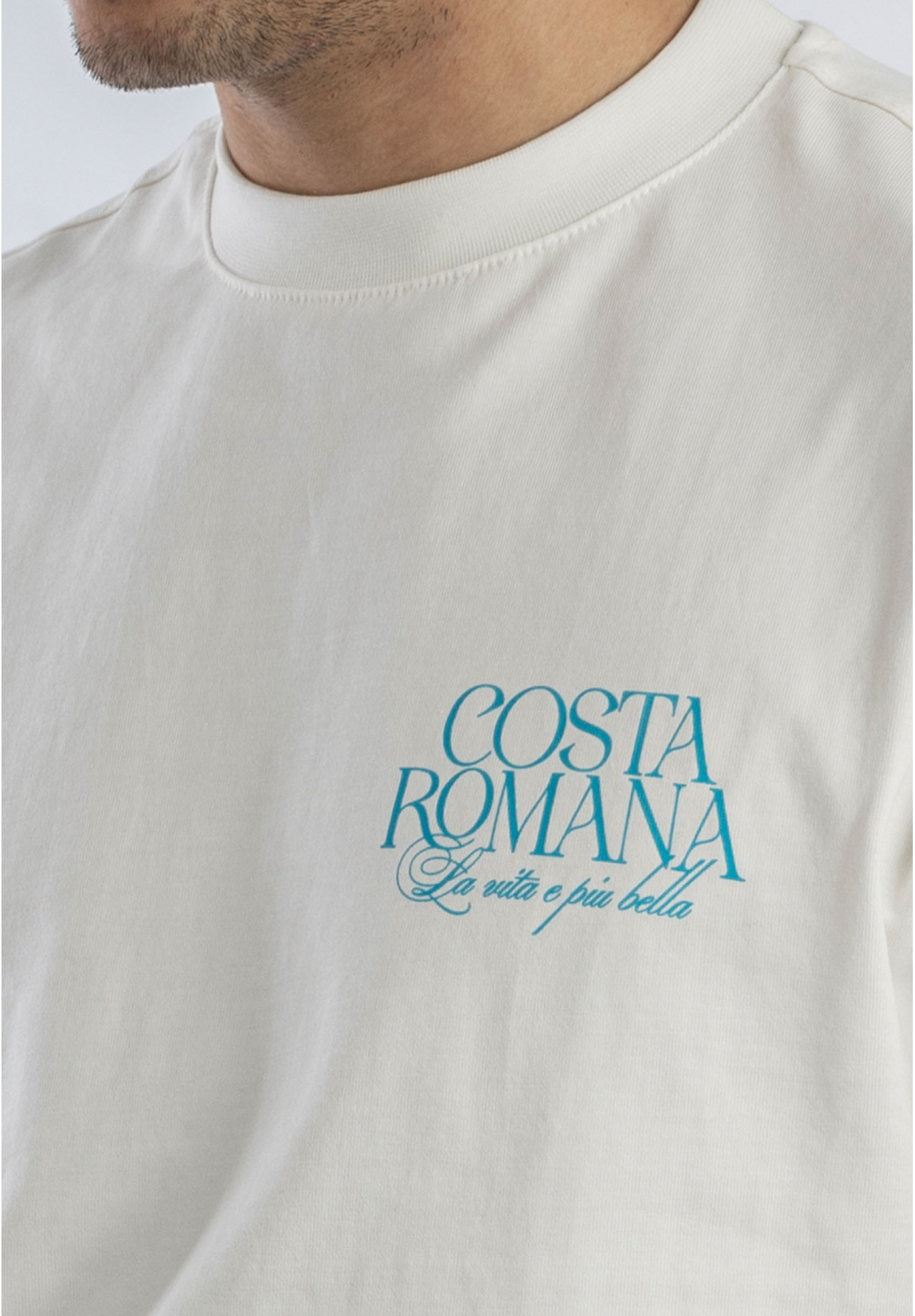 Koszulka Męska Oversize T-Shirt Ecru z nadrukiem Limoncello