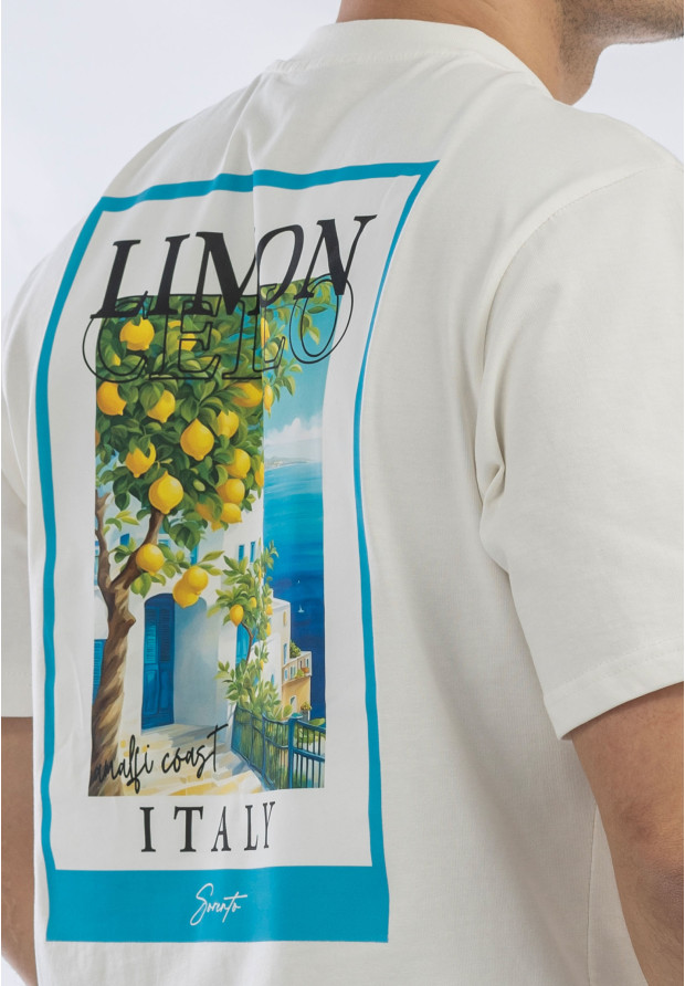 Koszulka Męska Oversize T-Shirt Ecru z nadrukiem Limoncello