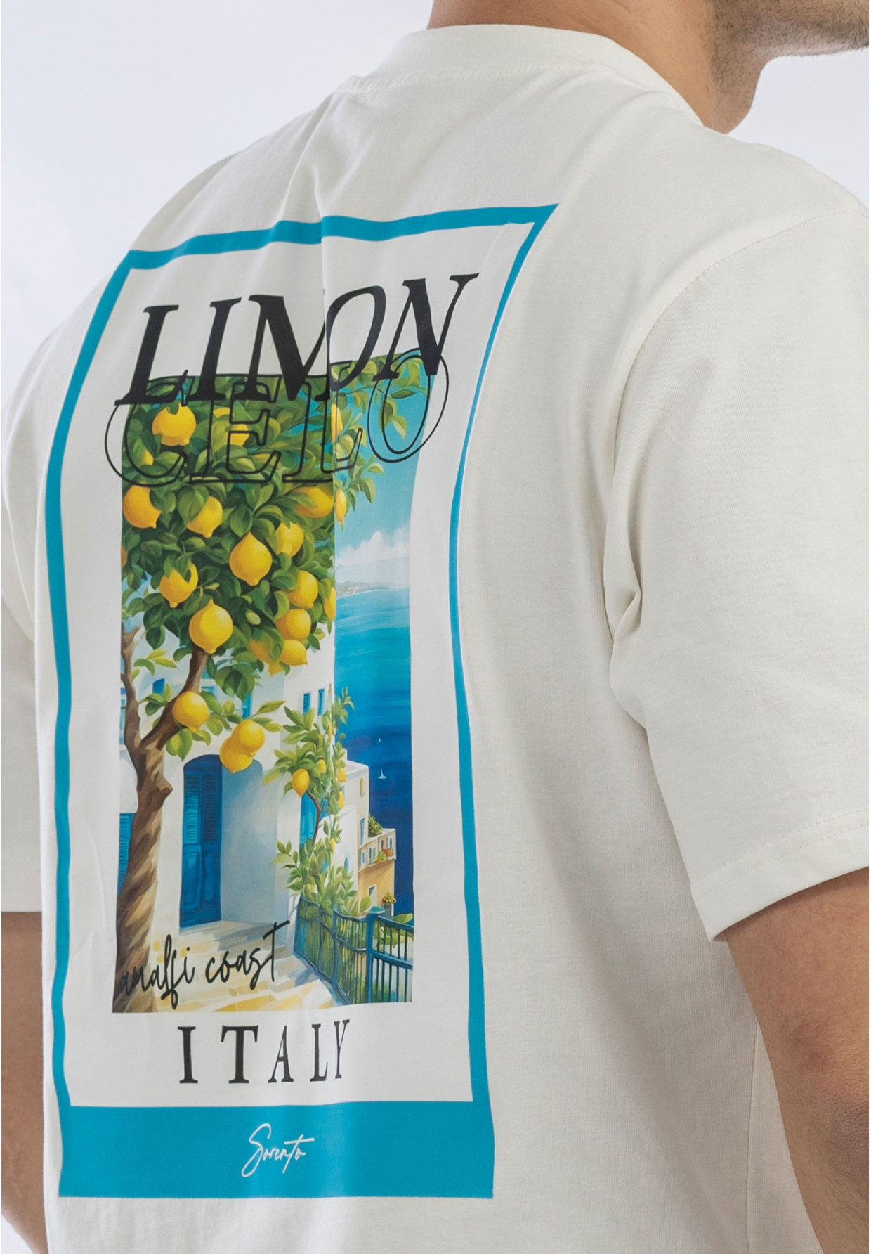 Koszulka Męska Oversize T-Shirt Ecru z nadrukiem Limoncello