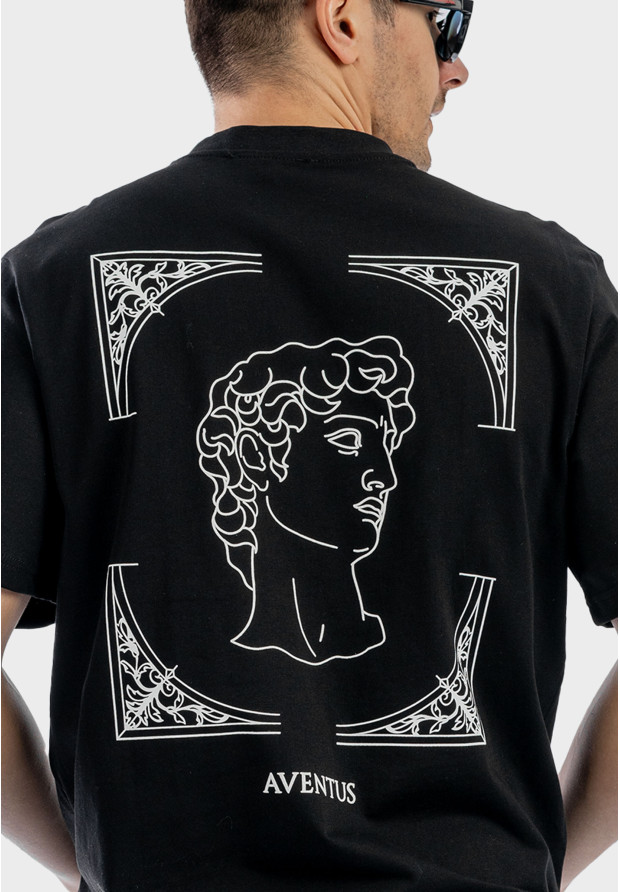 Koszulka Męska Oversize T-Shirt Czarny z nadrukiem Aventus