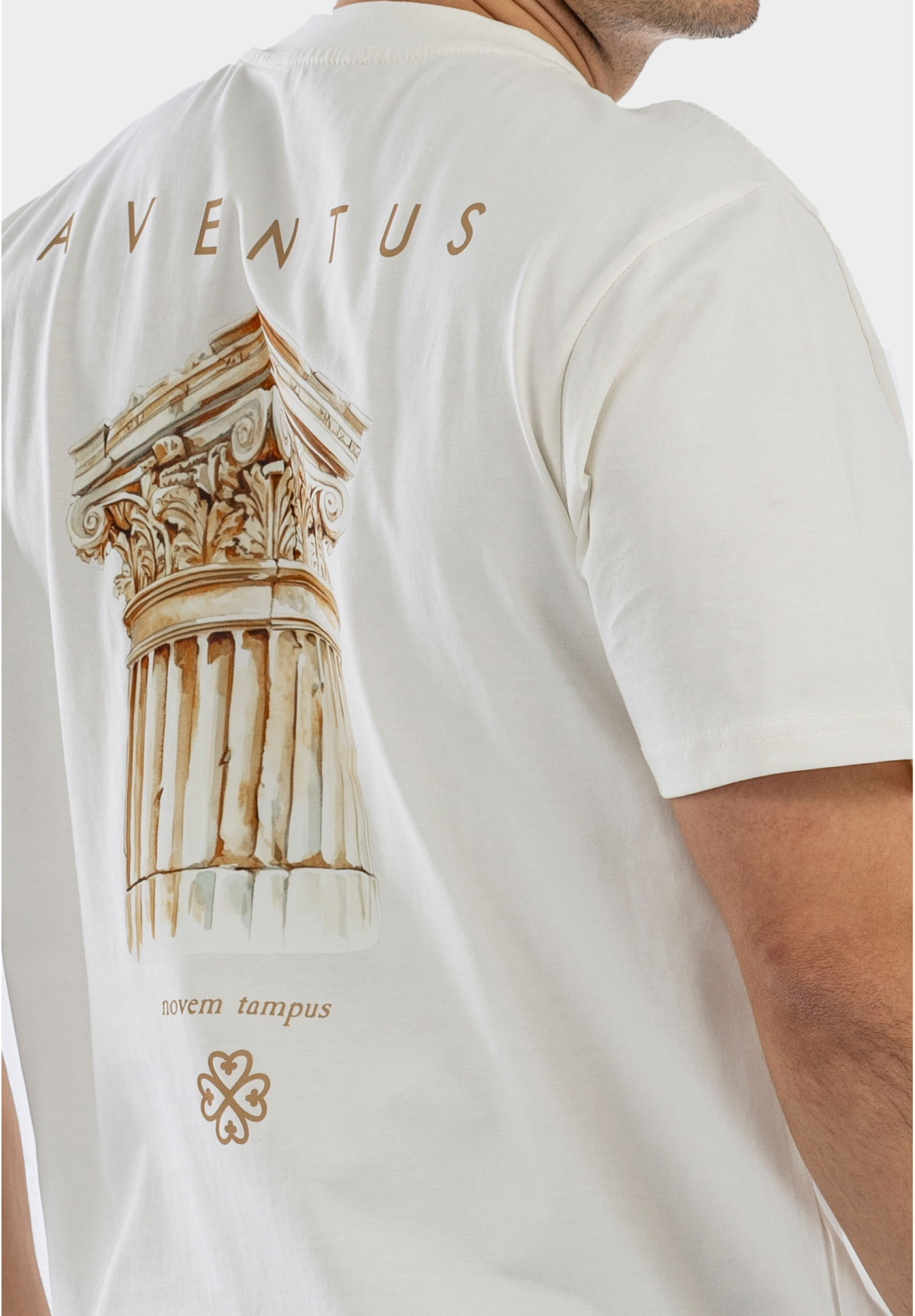 Koszulka Męska Oversize T-Shirt Ecru z nadrukiem Aventus
