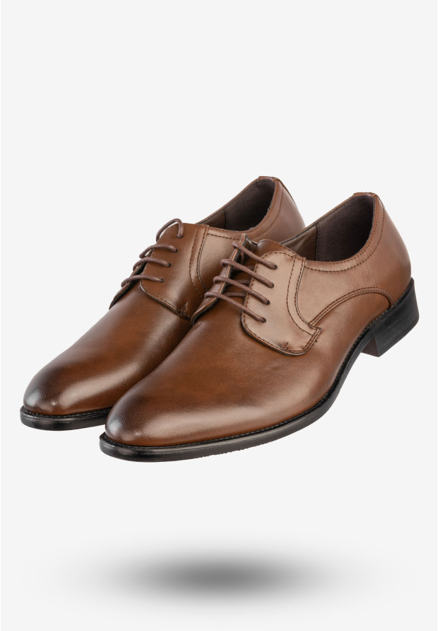Półbuty Wizytowe Męskie Ekoskóra Buty Eleganckie Unisoft Brown 23MN26-4100