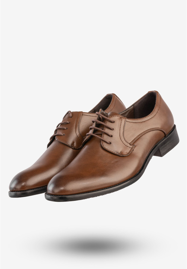 Półbuty Wizytowe Męskie Ekoskóra Buty Eleganckie Unisoft Brown 23MN26-4100