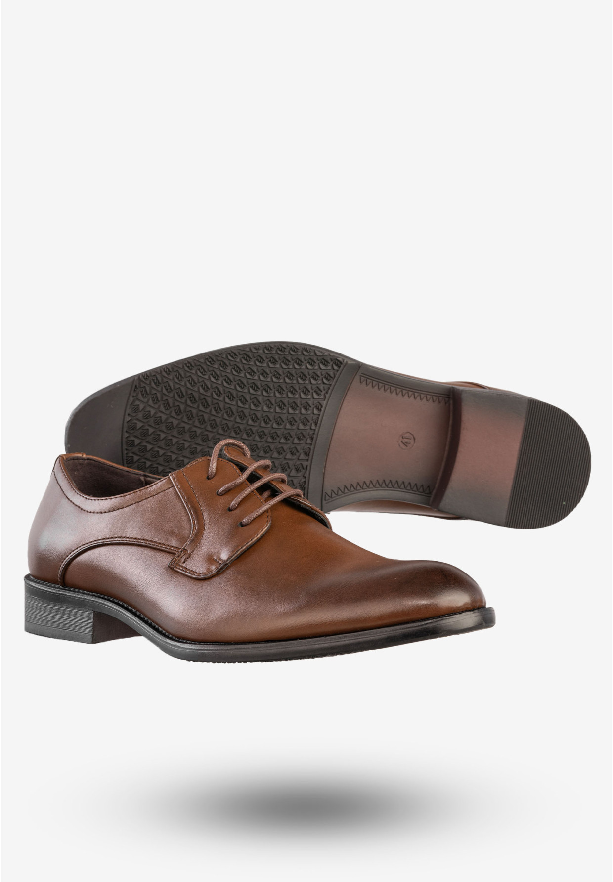 Półbuty Wizytowe Męskie Ekoskóra Buty Eleganckie Unisoft Brown 23MN26-4100