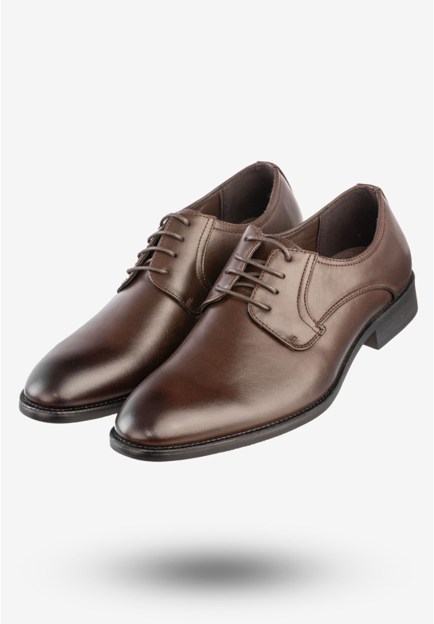 Półbuty Wizytowe Męskie Ekoskóra Buty Eleganckie Unisoft Kawowe 23MN26-4100