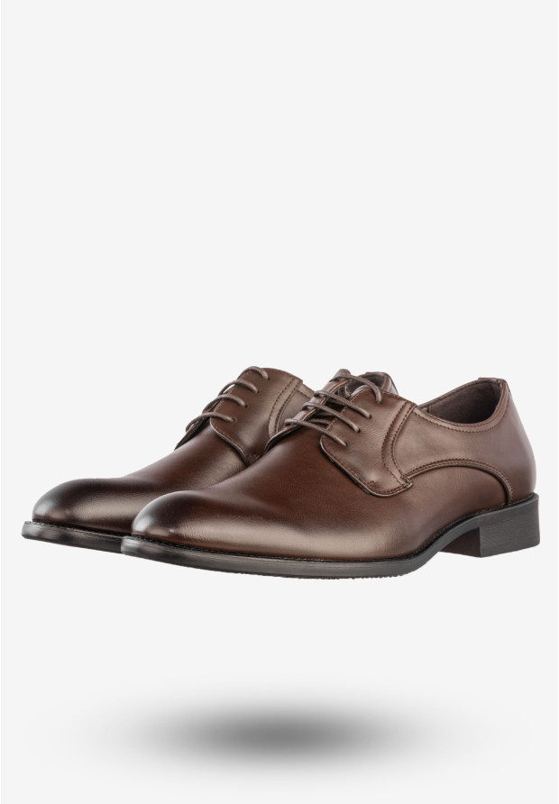 Półbuty Wizytowe Męskie Ekoskóra Buty Eleganckie Unisoft Kawowe 23MN26-4100