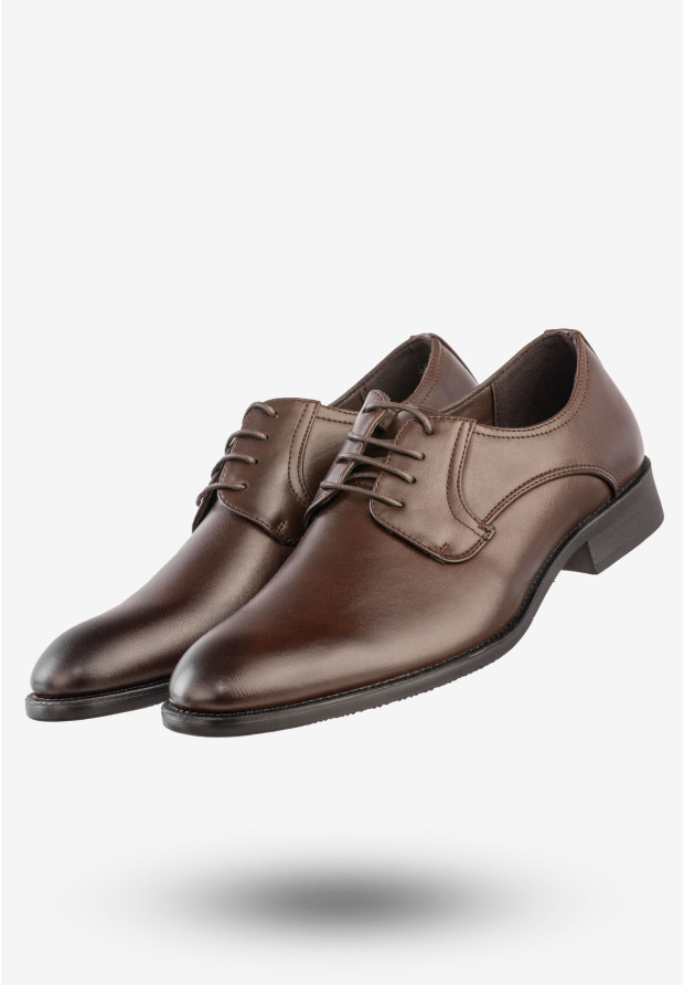 Półbuty Wizytowe Męskie Ekoskóra Buty Eleganckie Unisoft Kawowe 23MN26-4100