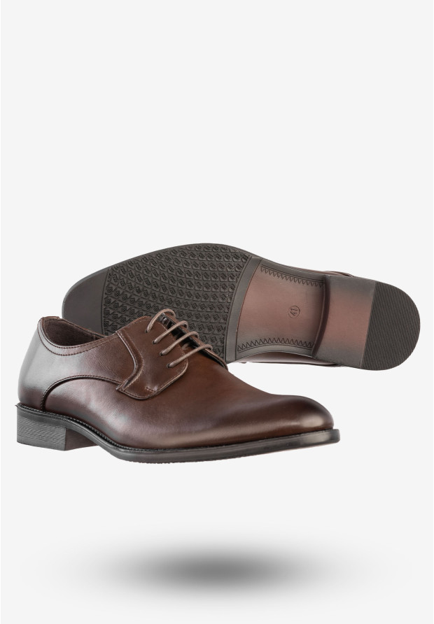 Półbuty Wizytowe Męskie Ekoskóra Buty Eleganckie Unisoft Kawowe 23MN26-4100