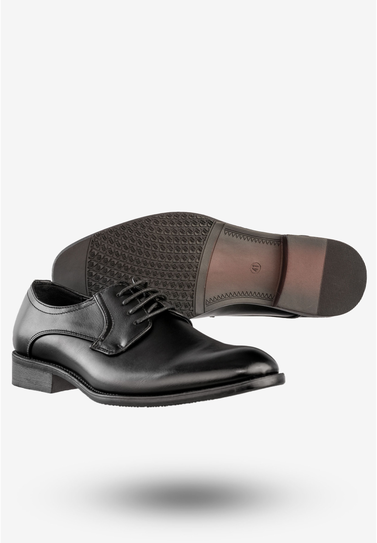 Półbuty Wizytowe Męskie Ekoskóra Buty Eleganckie Unisoft Czarne 23MN26-4100