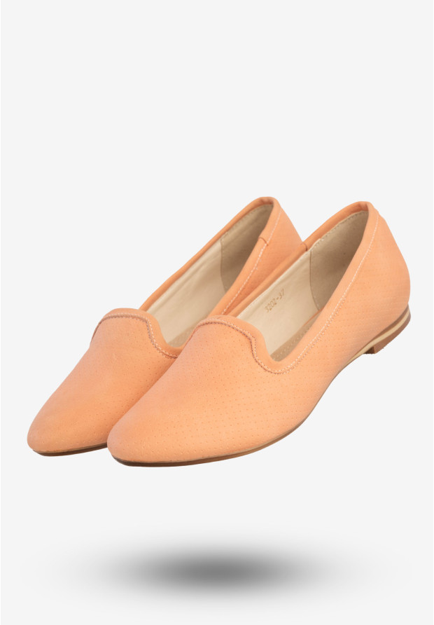 Baleriny Damskie Ekoskóra Półbuty Buty Eleganckie Sergio Leone Łososiowe 3202