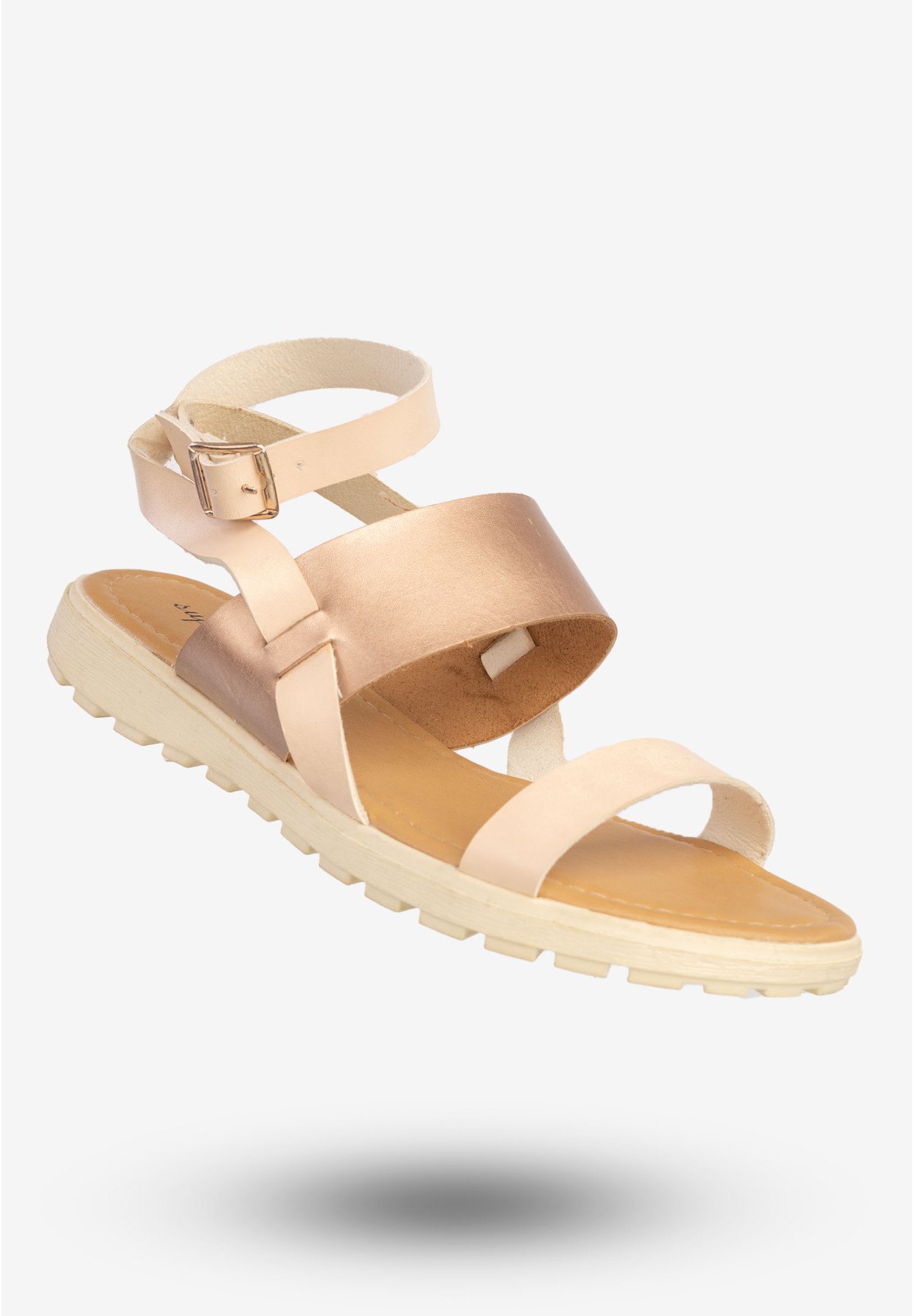 Sandały Damskie Ekoskóra Buty Eleganckie Super Mode Morelowe 50177
